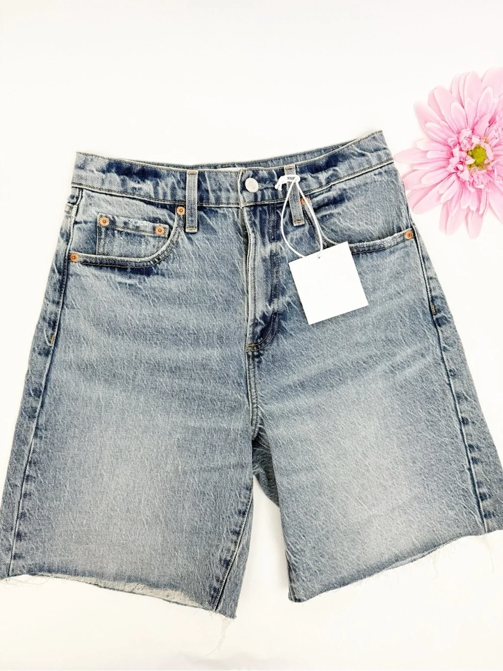 Pistola Kaylee High Rise Pinched Loose Straight Jean Short in Boulder Wash Blue